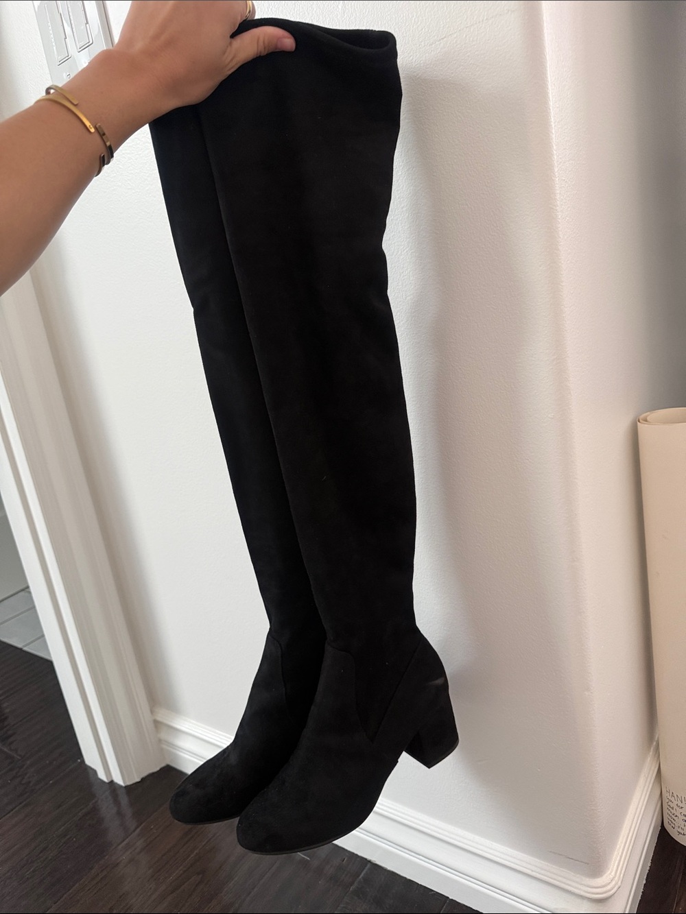 Steve Madden Black Over-the-Knee Suede Block Heel Boots